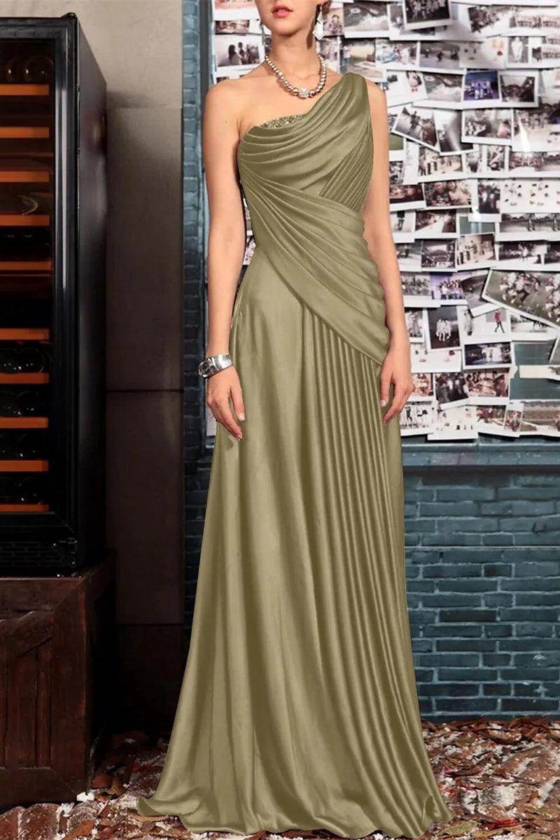 Sheath One Shoulder Sleeveless Floor Length Mother Dresses CM0373