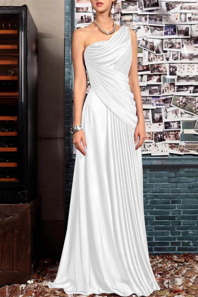 Sheath One Shoulder Sleeveless Floor Length Mother Dresses CM0373
