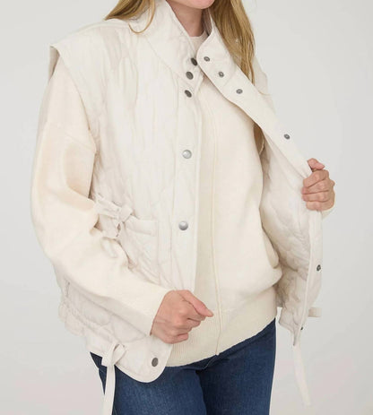 Blu Pepper - Tie-detail Snap-button Quilted Puffer Western Vest