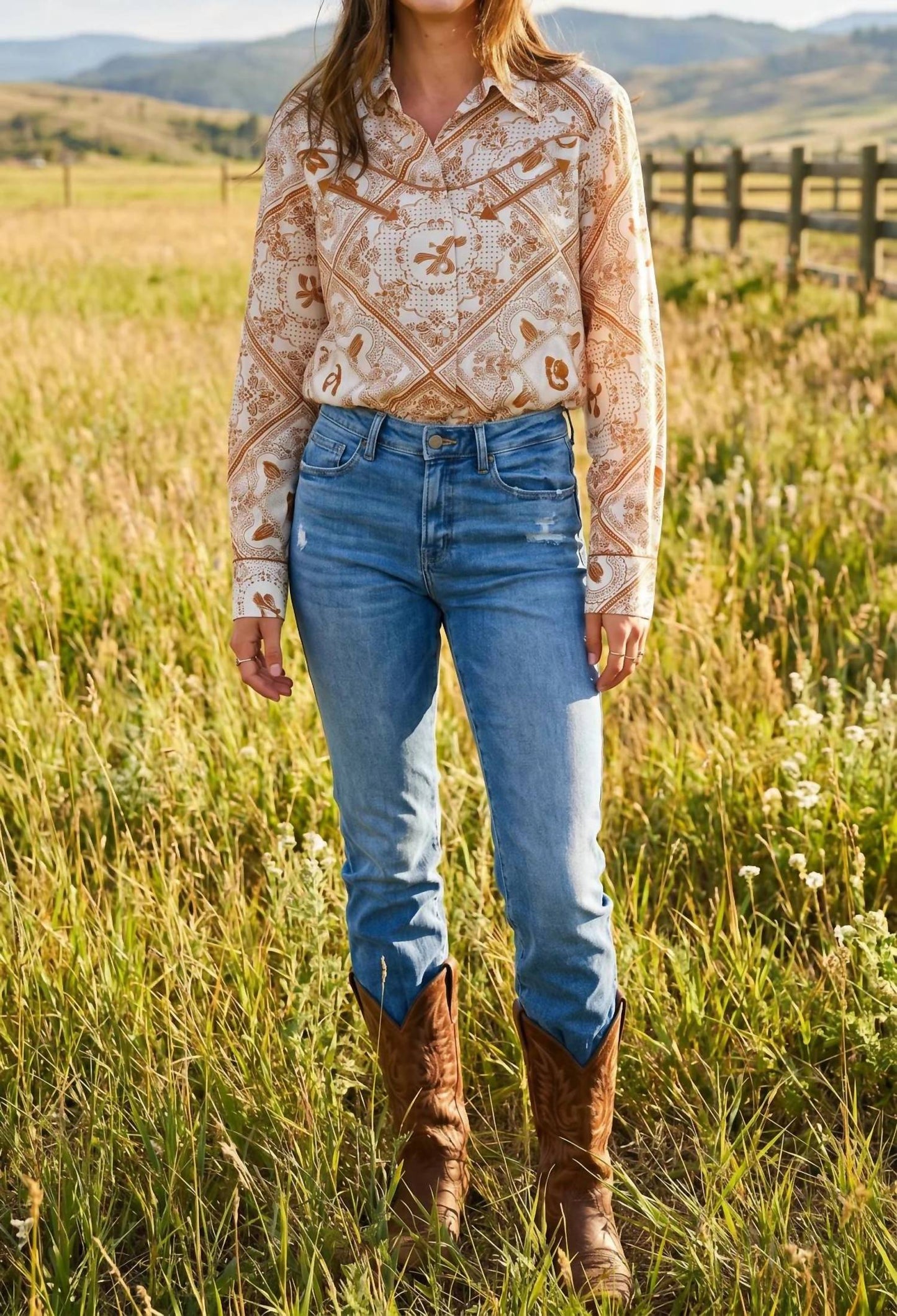 Blue B - Bandana Vintage Western Snap-front Shirt