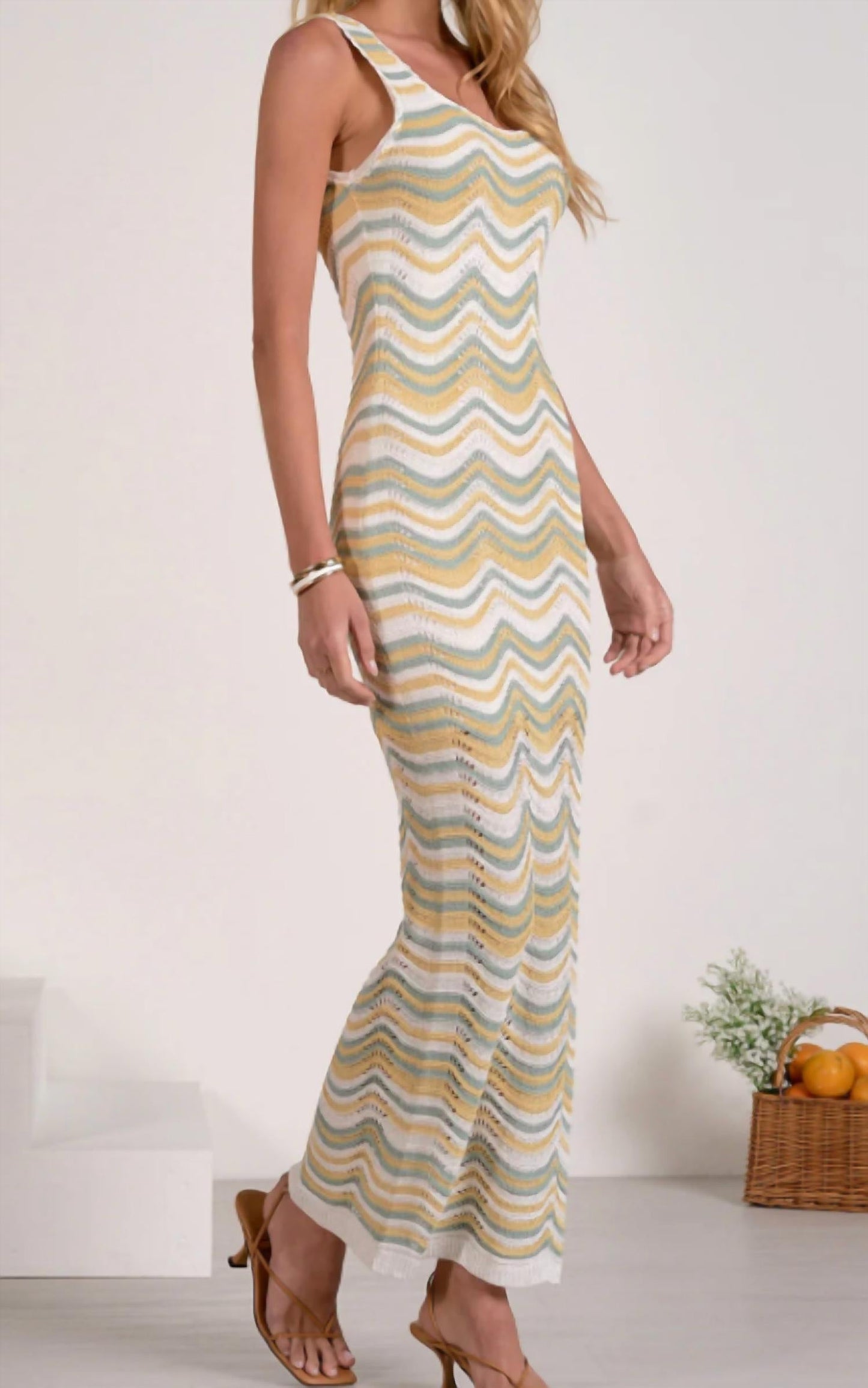 Elan - Chevron Crochet Maxi Dress