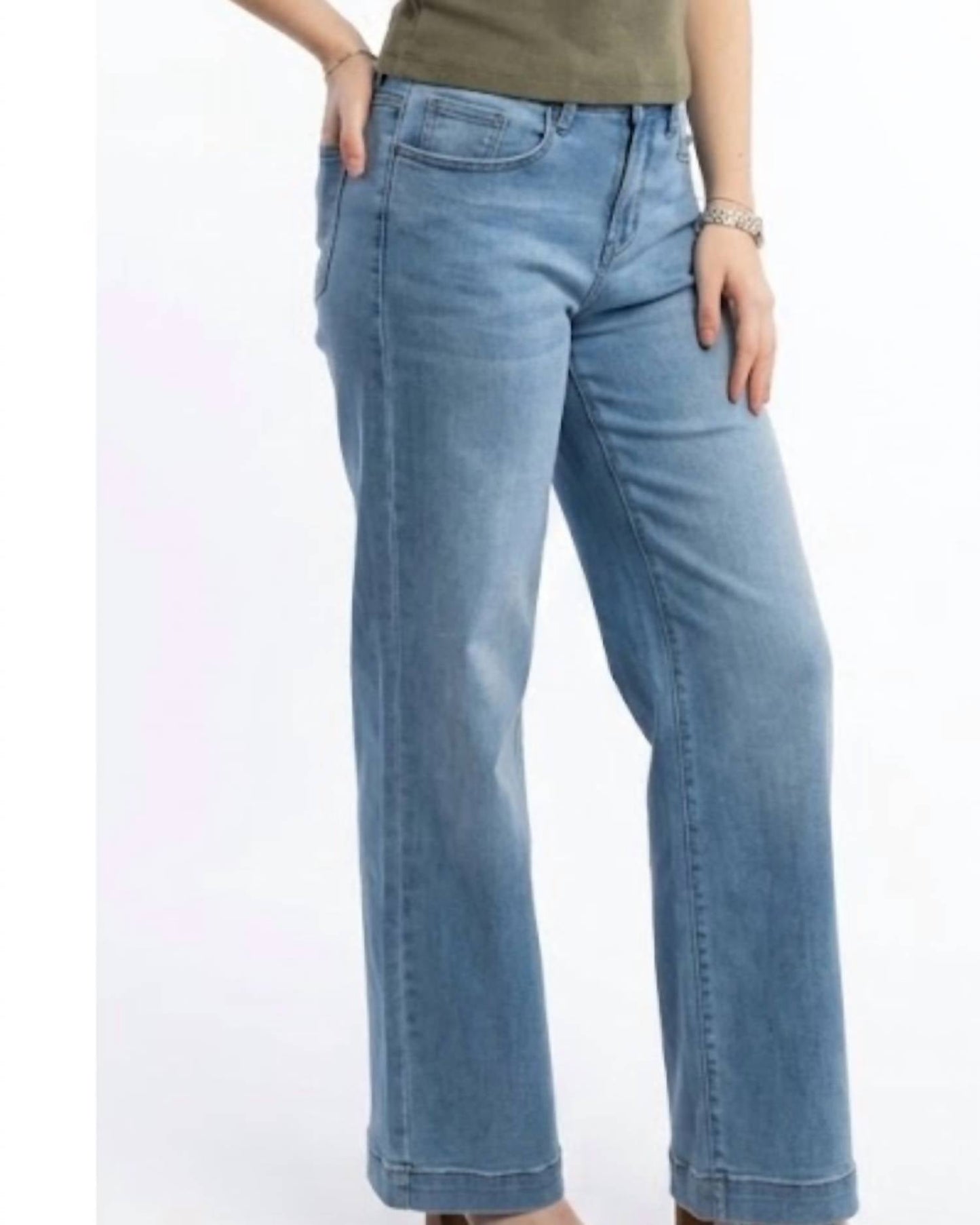 Mica Denim - HIGH RISE WIDE LEG TROUSER HEM DENIM JEAN