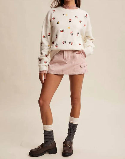 Listicle - Colorful Ditsy Floral Knit Sweater