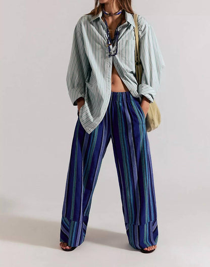 Free People - Day's End Linen Striped Pull-On Pants
