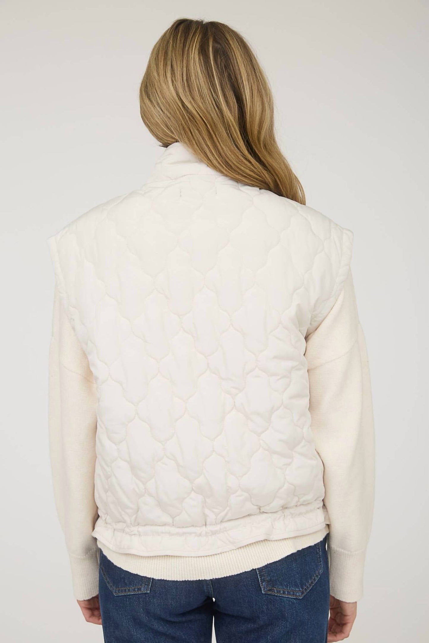Blu Pepper - Tie-detail Snap-button Quilted Puffer Western Vest