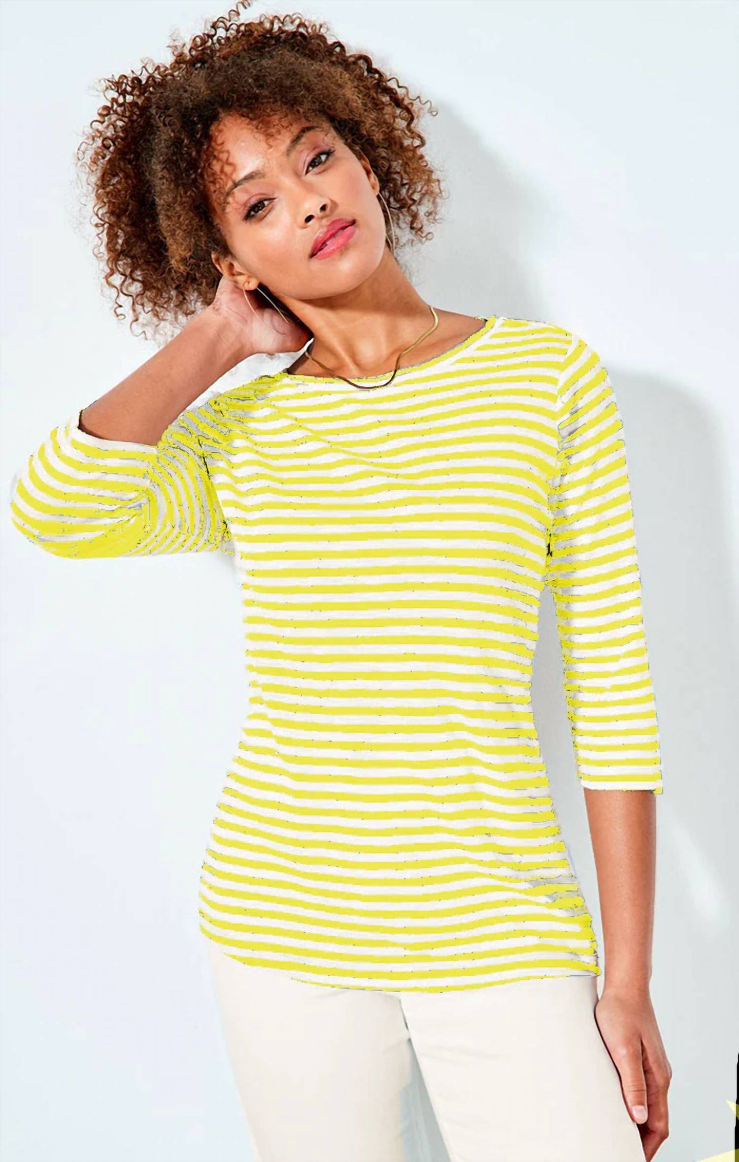 Nzt By Nic+Zoe - 3/4 Sleeve Stripe Boat Tee
