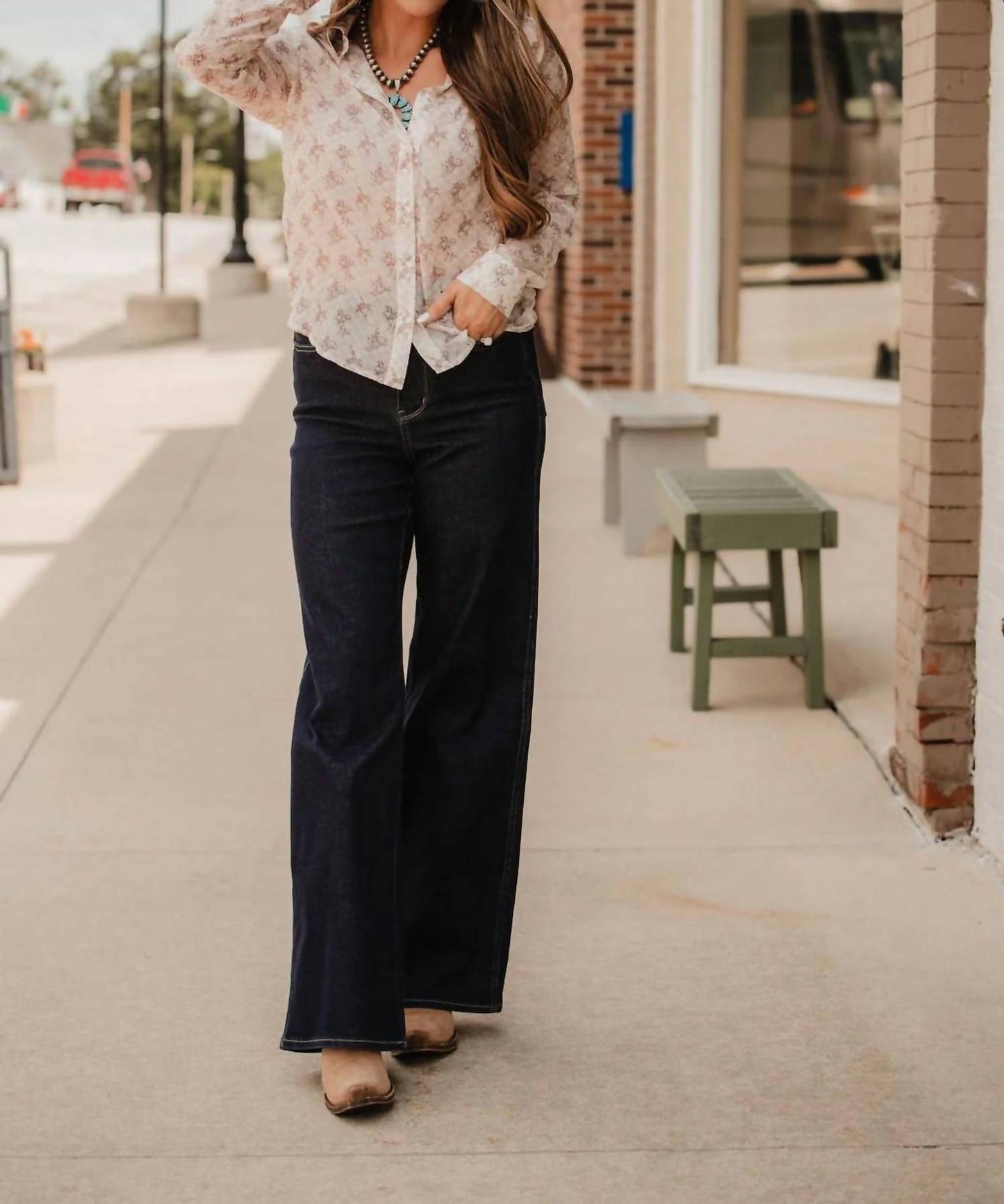 Blue B - Let'r Buck Western Chiffon Button-down Blouse