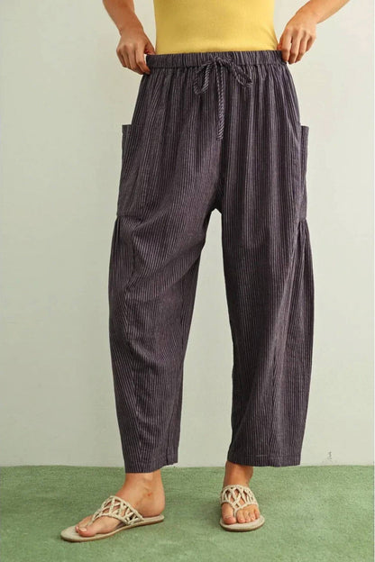 Miou Muse - PINSTRIPED LOOSE PANTS WITH POCKETS