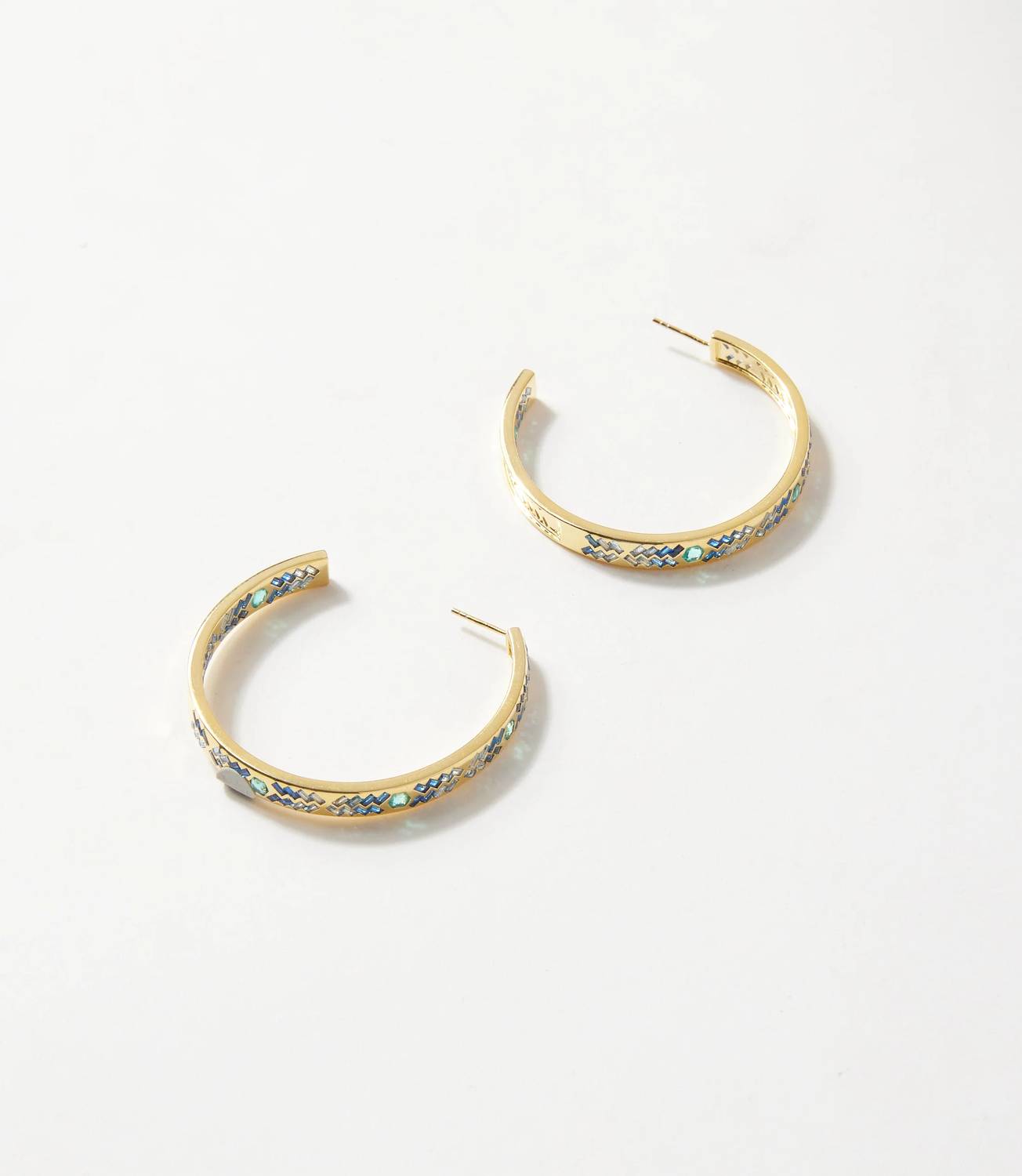 Native Gem - Women's Crystal Inlay Hoop Earrings