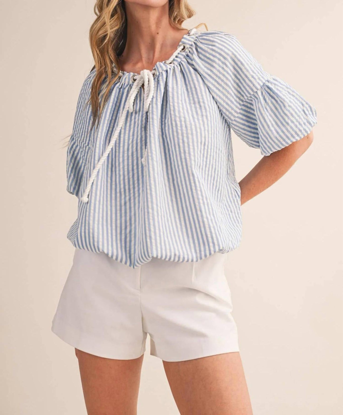 &Merci - Stripe Rope Trim Top