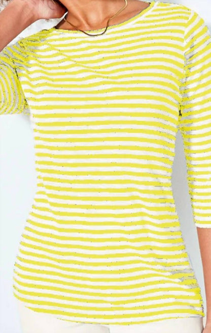 Nzt By Nic+Zoe - 3/4 Sleeve Stripe Boat Tee