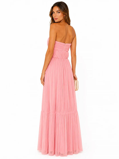 Hutch - Micah Pleated Strapless Cutout Maxi Dress