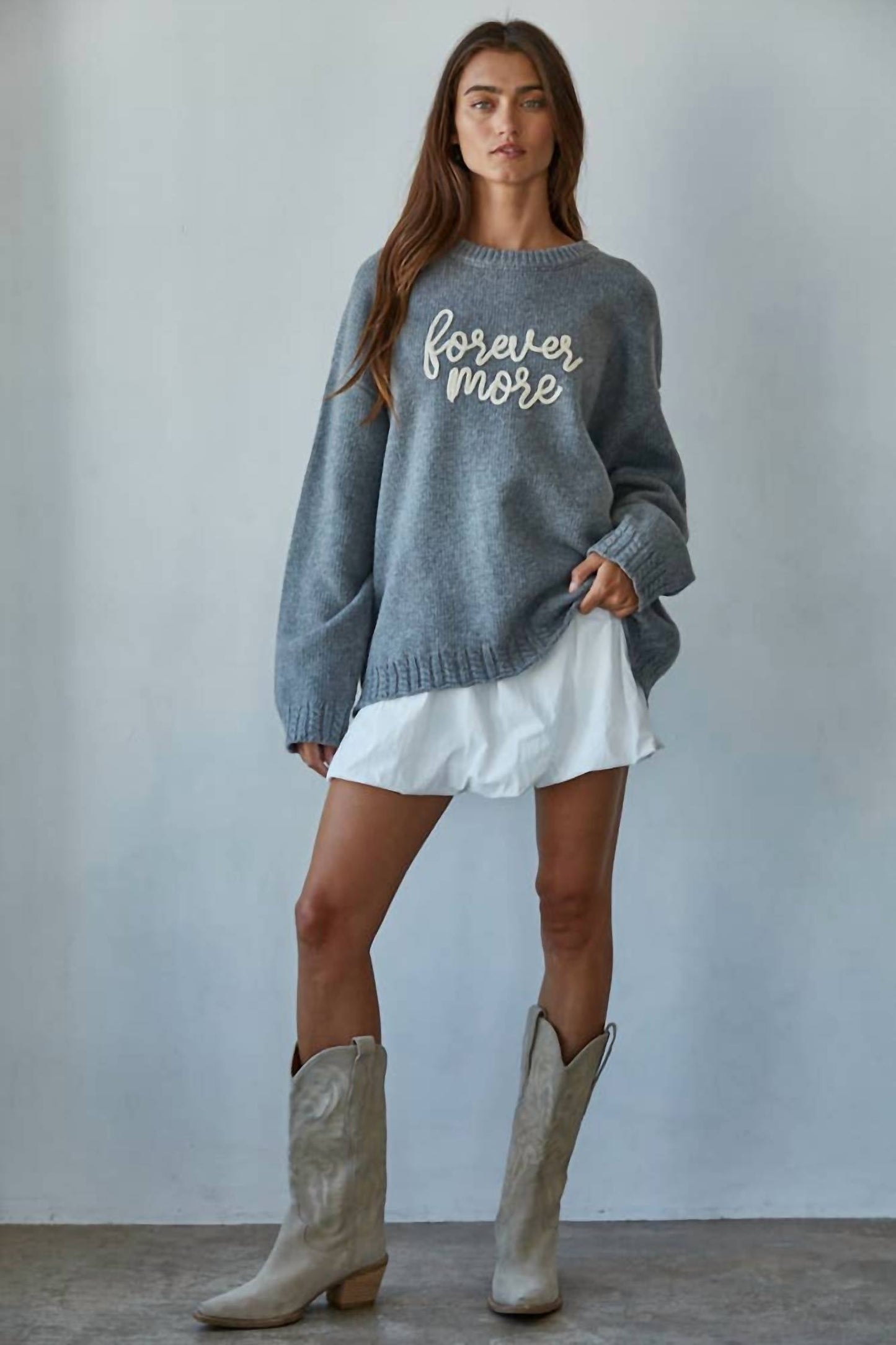 By Together - Forevermore Hand-embroidered Letters Knit Sweater