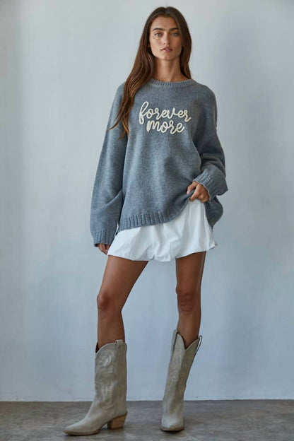 By Together - Forevermore Hand-embroidered Letters Knit Sweater