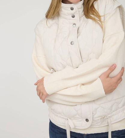 Blu Pepper - Tie-detail Snap-button Quilted Puffer Western Vest