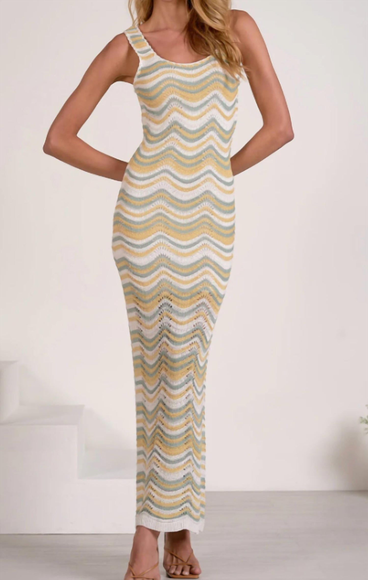 Elan - Chevron Crochet Maxi Dress