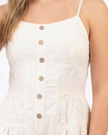 Miou Muse - Button Front Eyelet Romper