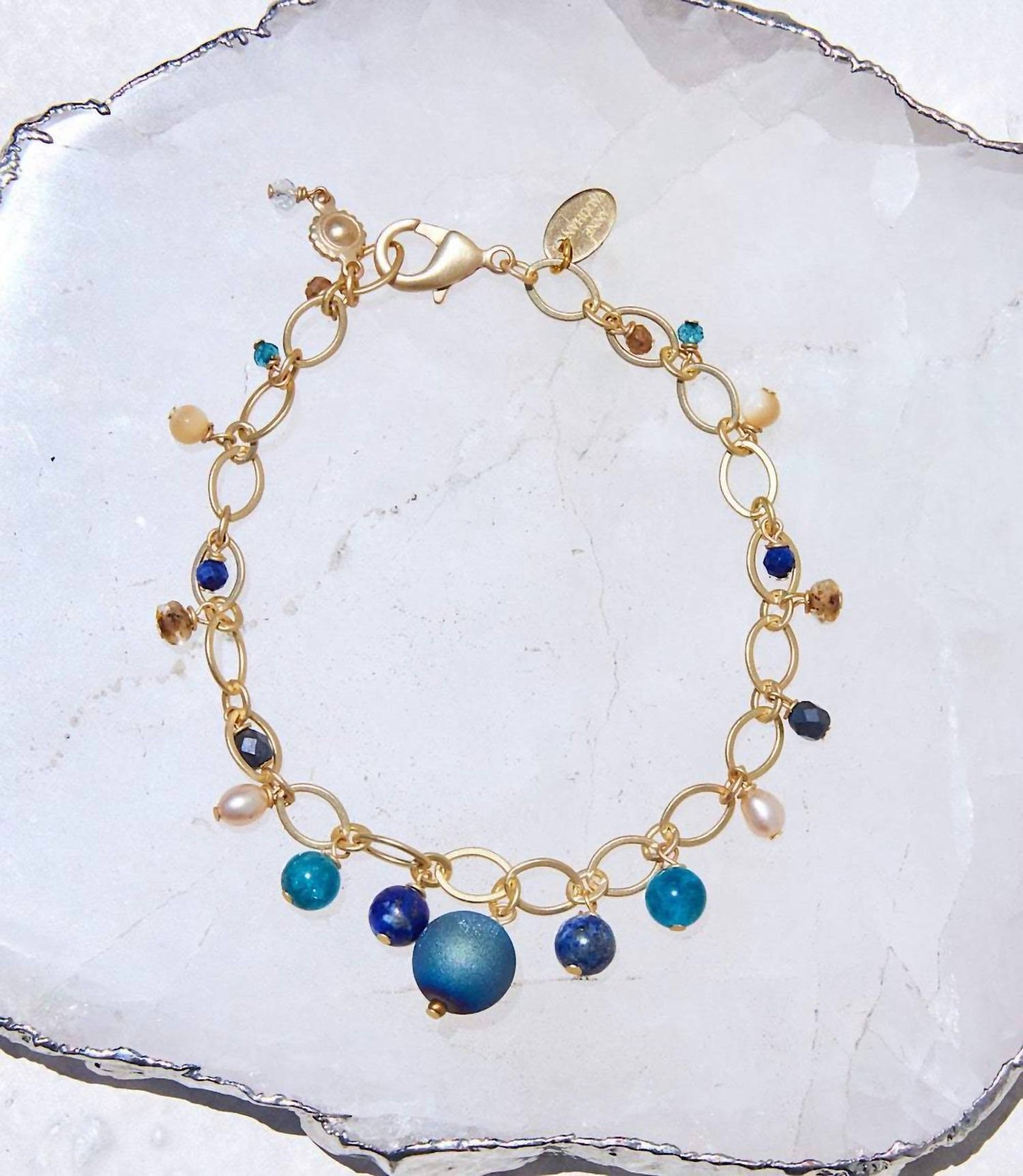 Anne Vaughan - Women's Lapis And Pearl Station Bracelet