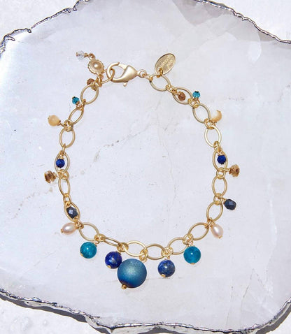 Anne Vaughan - Women's Lapis And Pearl Station Bracelet