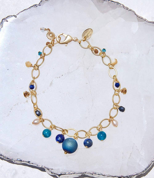 Anne Vaughan - Women's Lapis And Pearl Station Bracelet