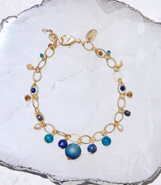 Anne Vaughan - Women's Lapis And Pearl Station Bracelet