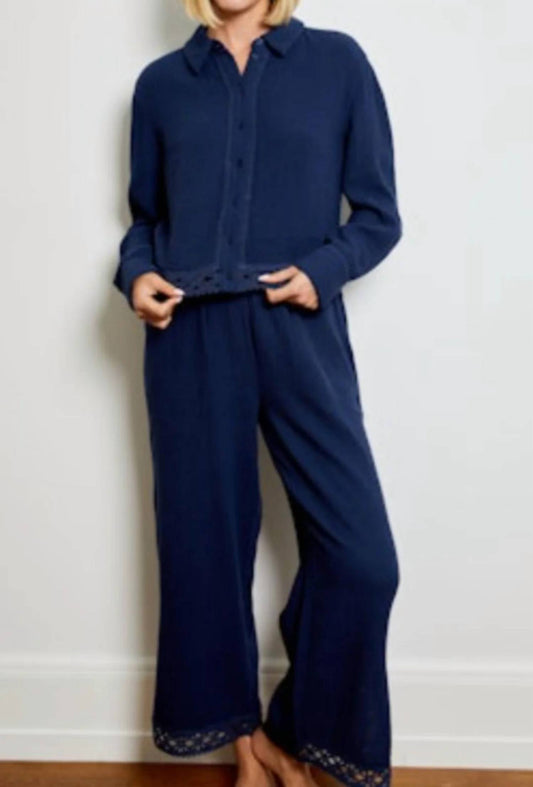 Design History - Gauze Button Down Top And Bottom Set
