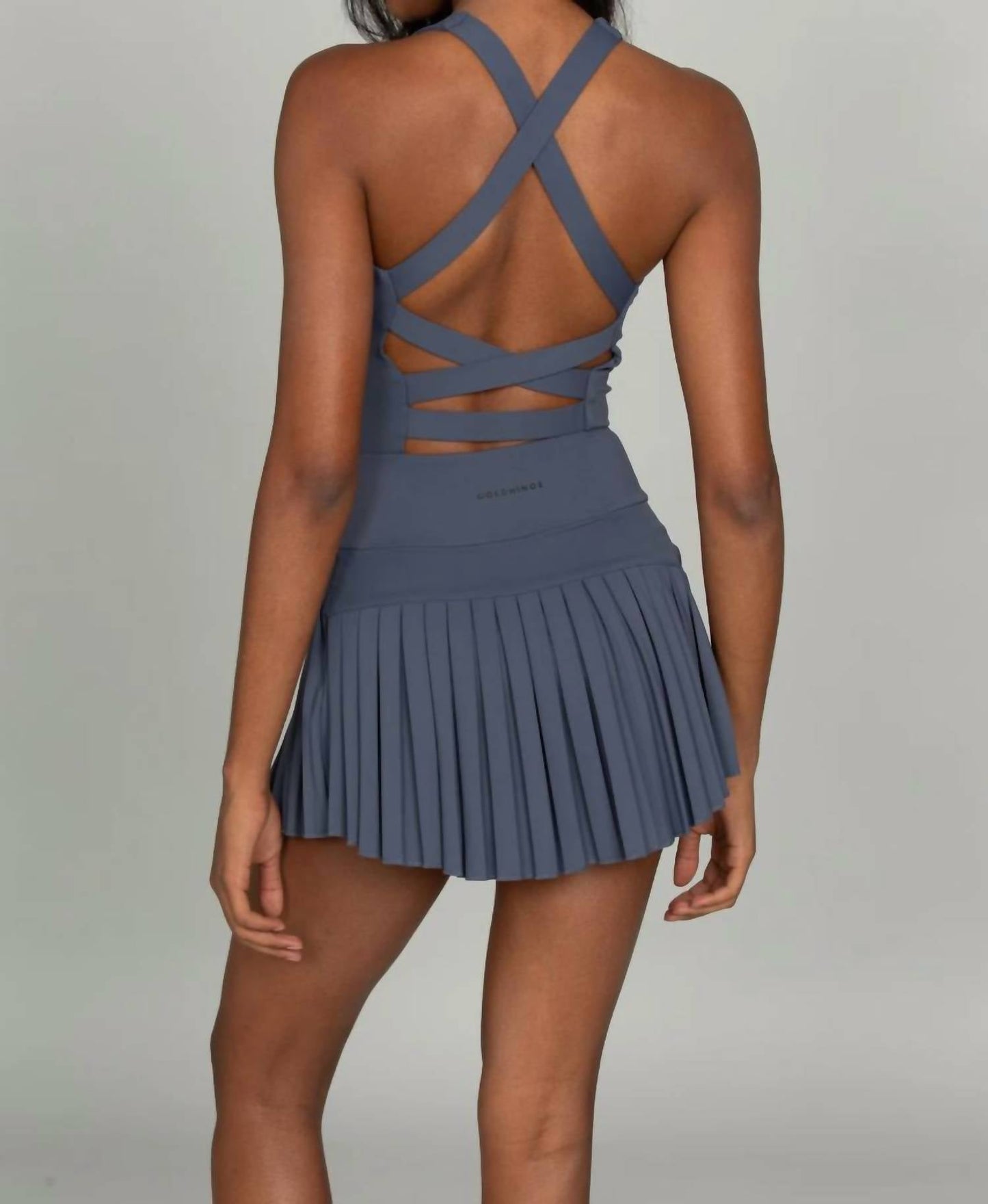 Gold Hinge - Criss Cross Back Pleated Tennis Dress