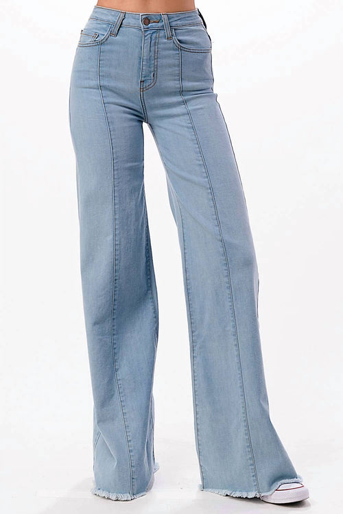 O2 Denim - Front Seam Wide-leg Western Jeans
