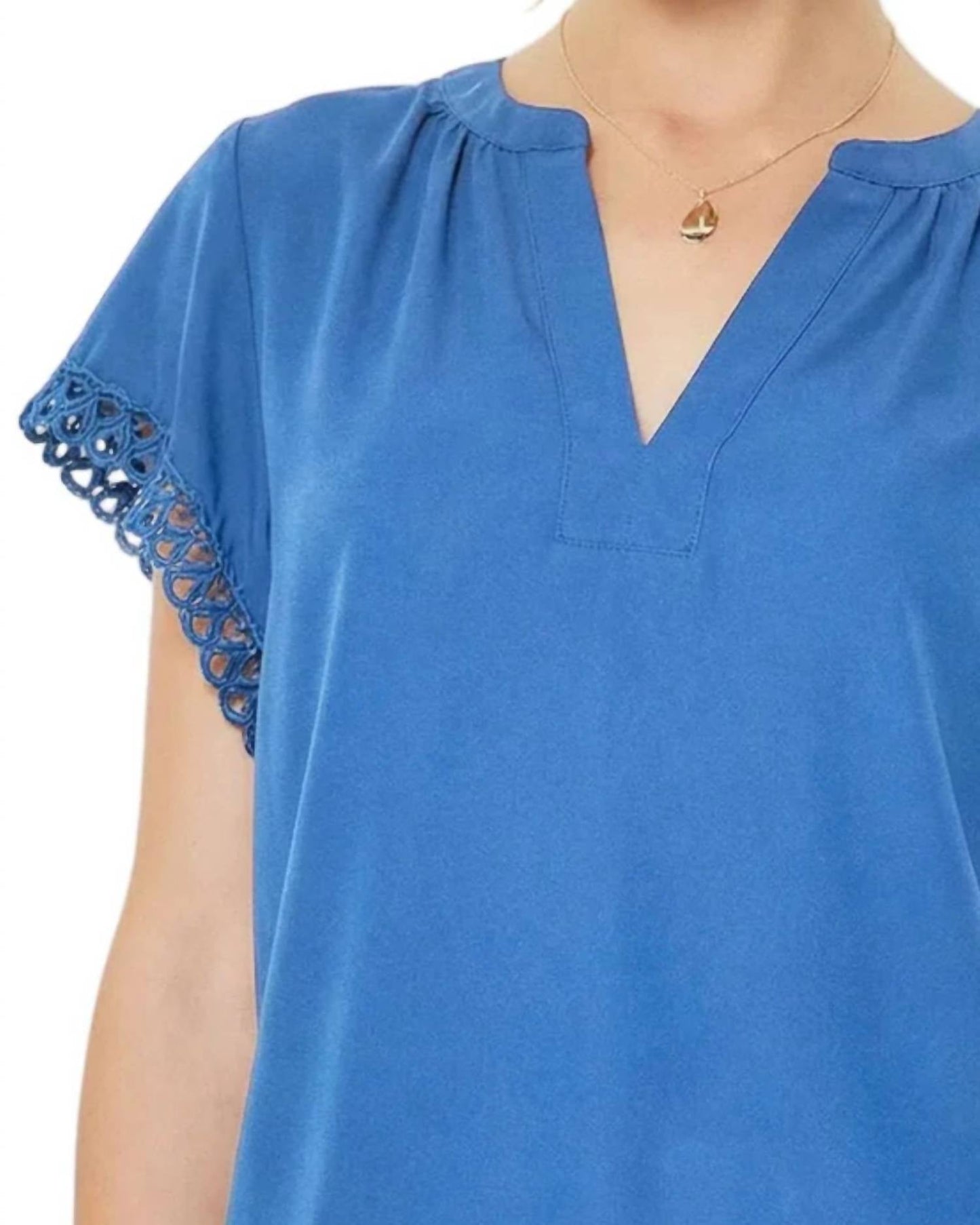 Current Air - Mandarin Collar Embroidered Blouse