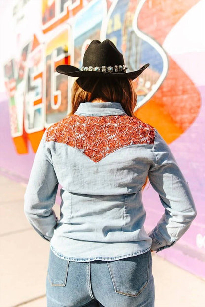 Lucky & Blessed - Yoke Denim Western Button-down Shirt