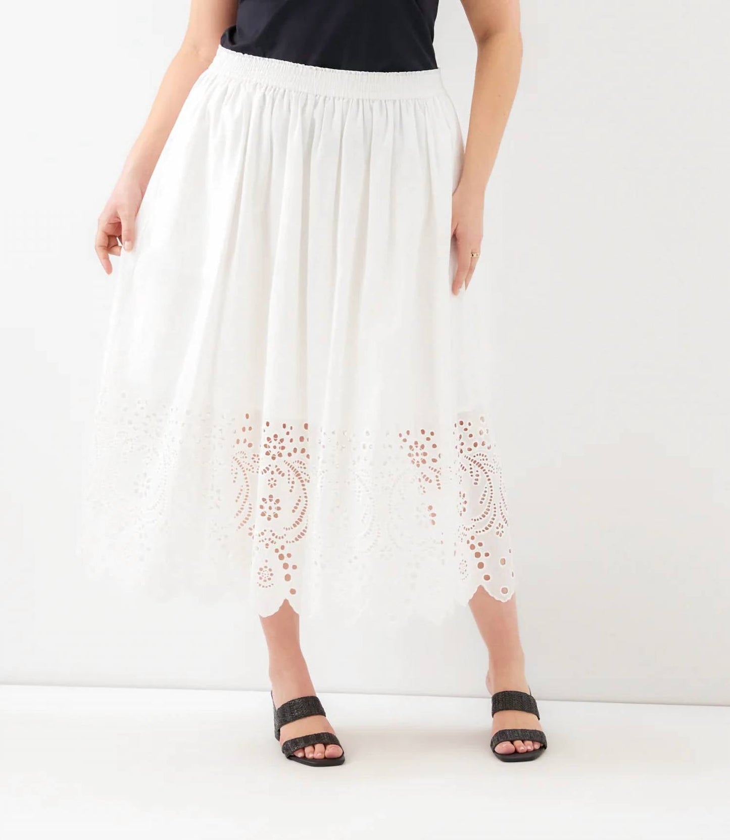 Karen Kane - Cutout Embroidery Midi Skirt - Plus