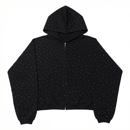 Knotwtr - Rhinestone Zip-up Hoodie