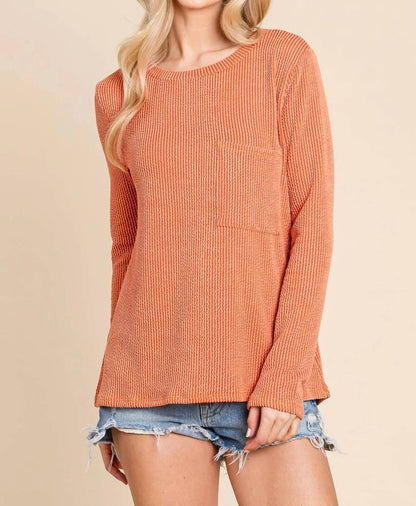 Bombom - Western Ribbed Top With Pocket