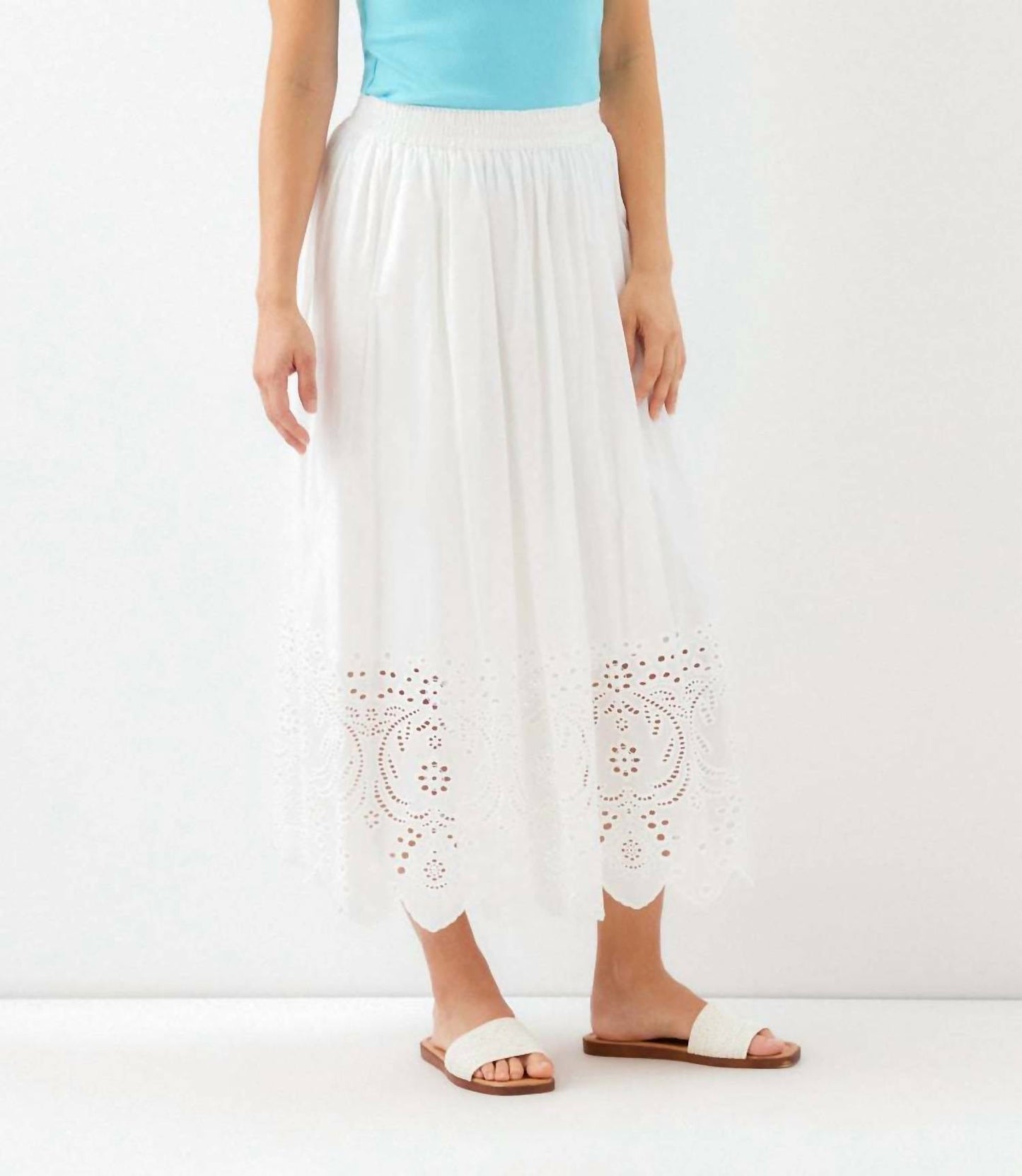 Karen Kane - Cut-out Embroidery Midi Skirt - Petite