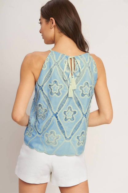 Flying Tomato - Woven Embroidered Halter Top