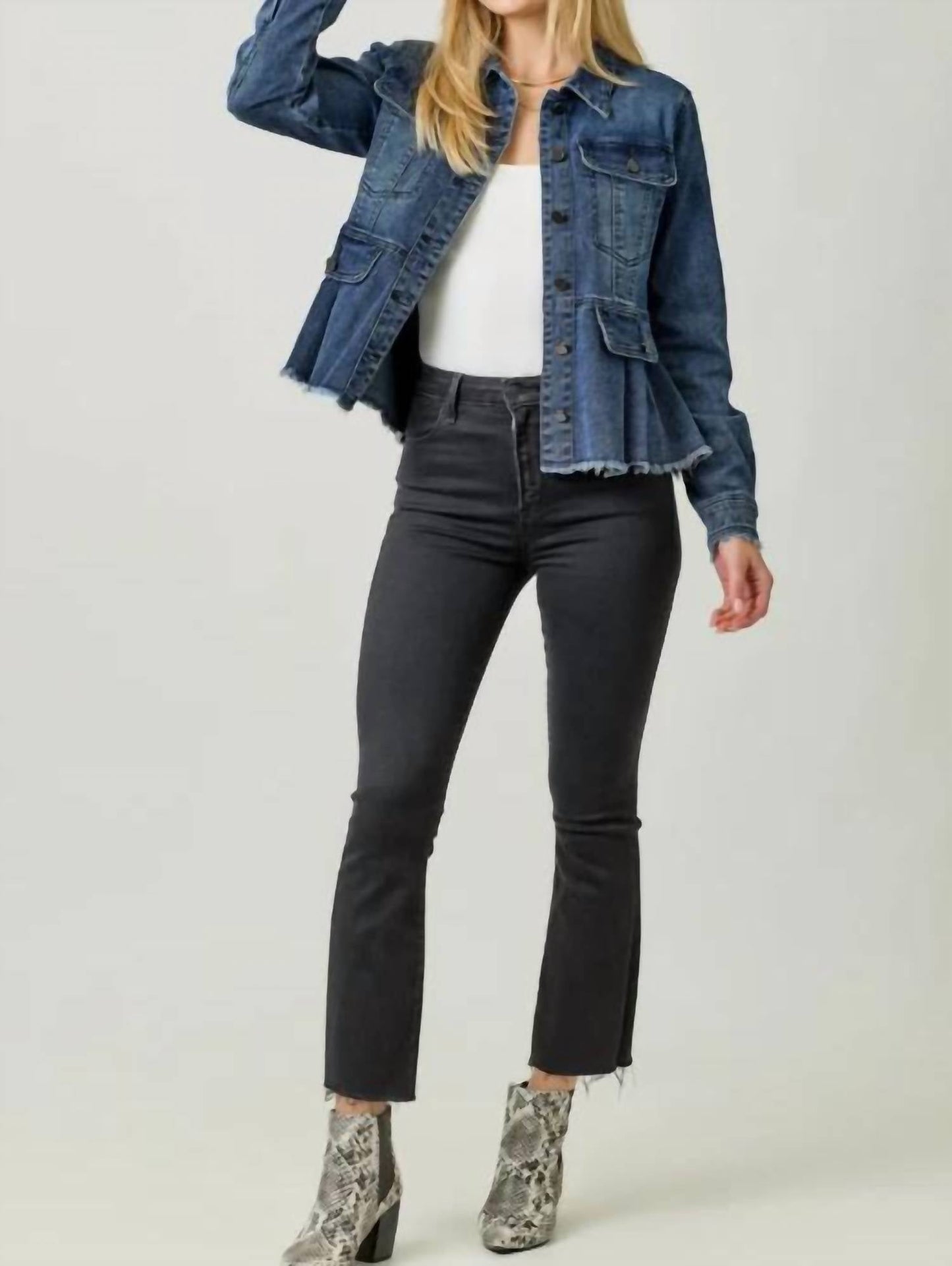 Mystree - Peplum Jean Jacket