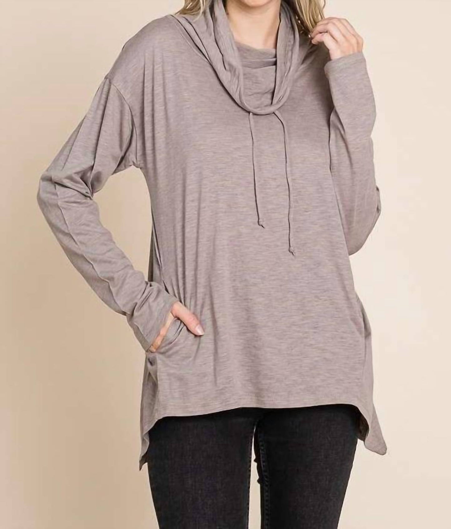 Culture Code - Drawstring Cowl Neck Top