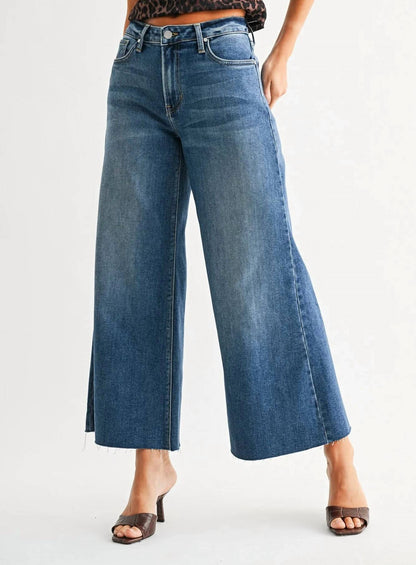 Just Black Denim - Wide Leg Flare Crop Jeans