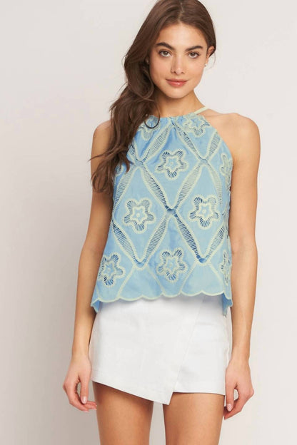 Flying Tomato - Woven Embroidered Halter Top