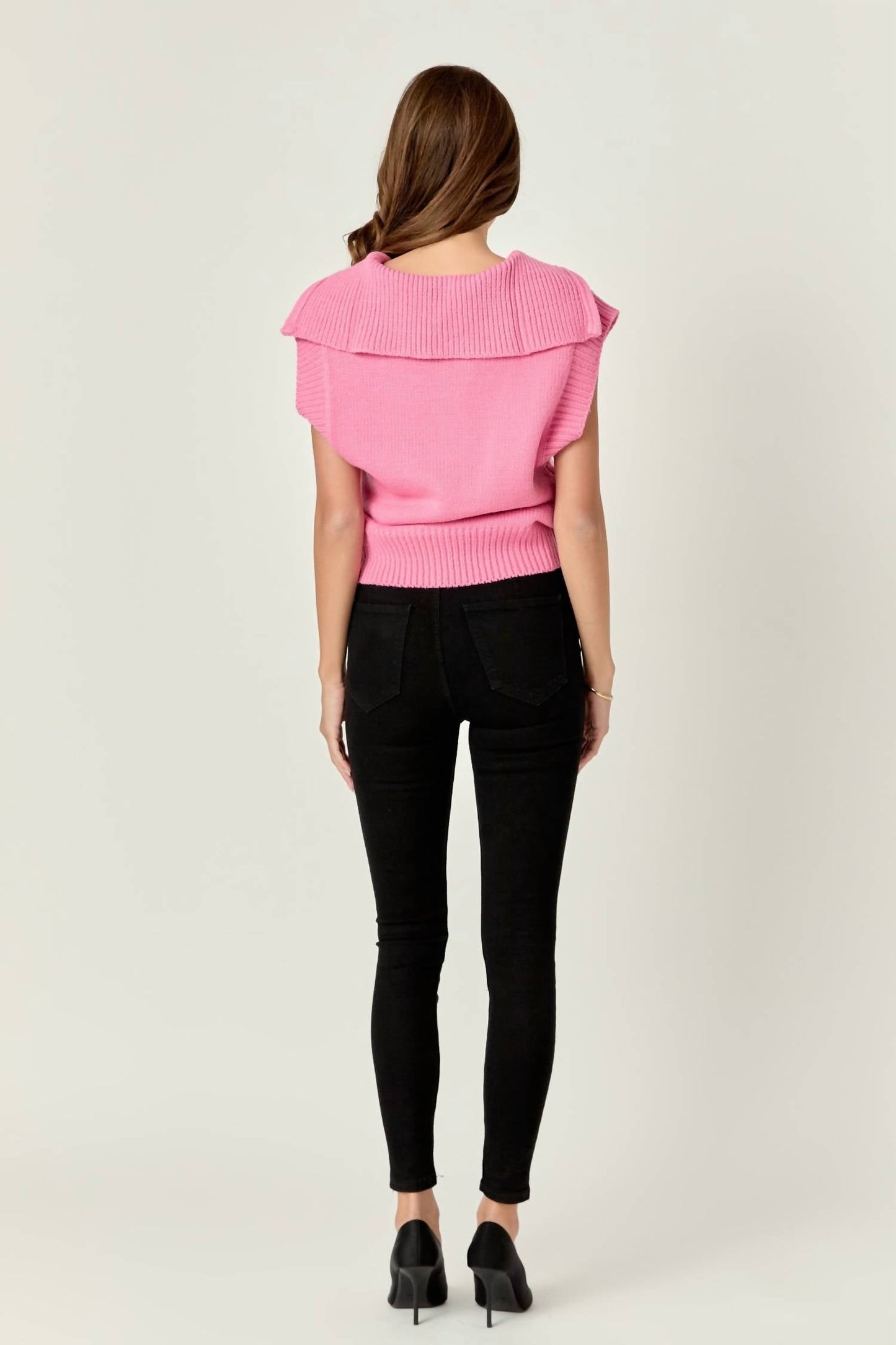 English Factory - Zip Mock Neck Knit Sweater Vest