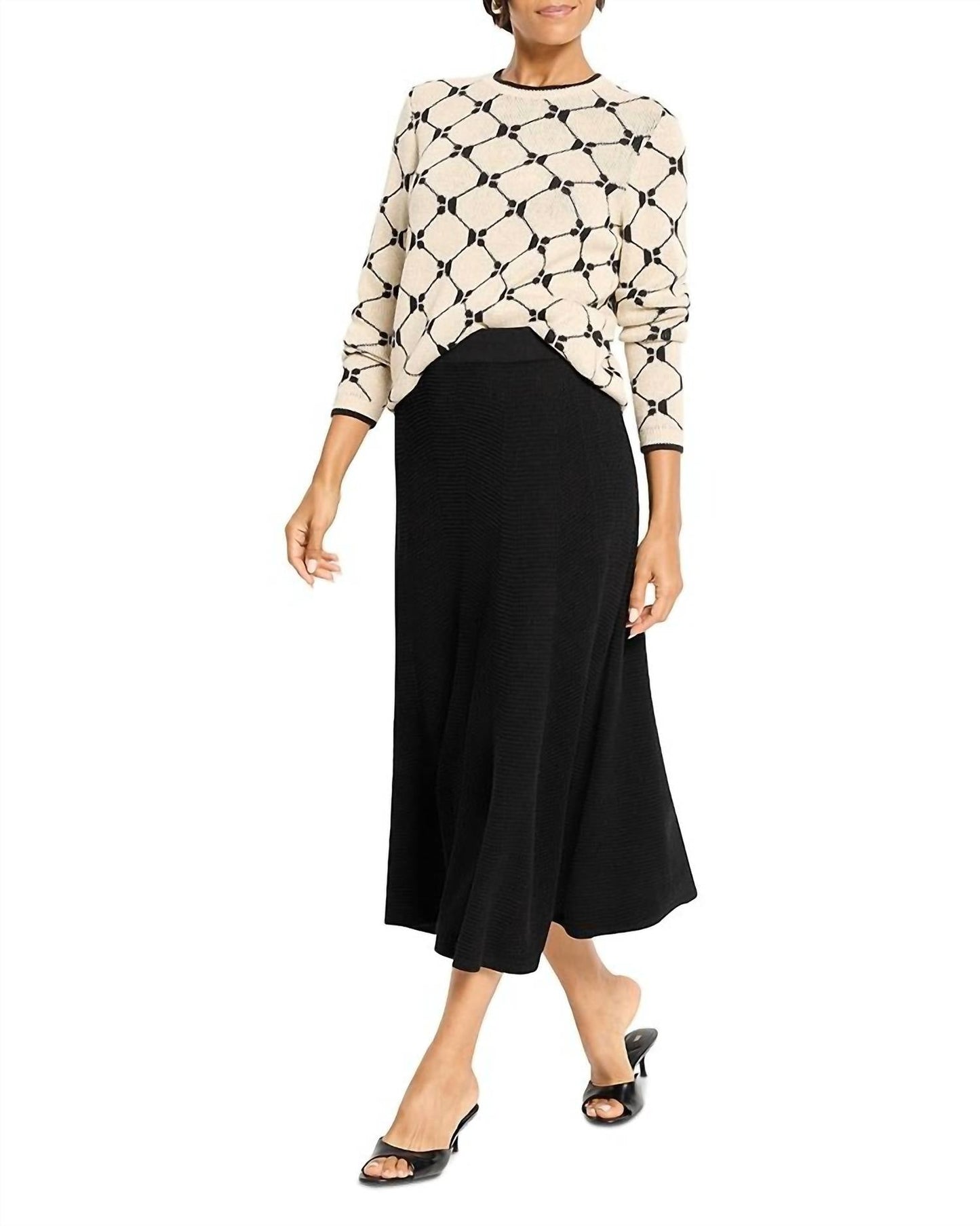 Nic + Zoe - Geo Argyle Doubleknit Sweater