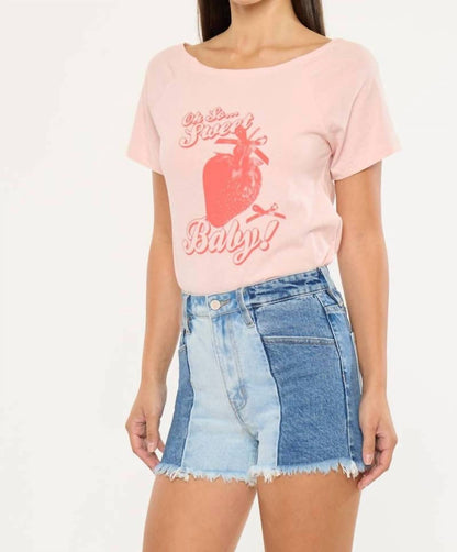Kancan - Two-tone Color Block Ultra High-rise Western Denim Shorts