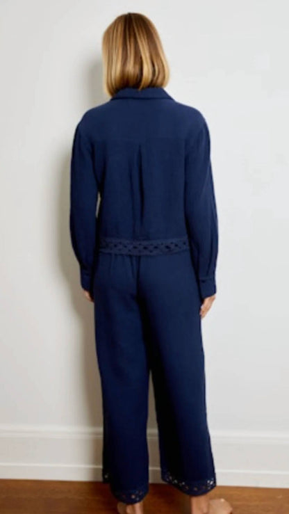 Design History - Gauze Button Down Top And Bottom Set