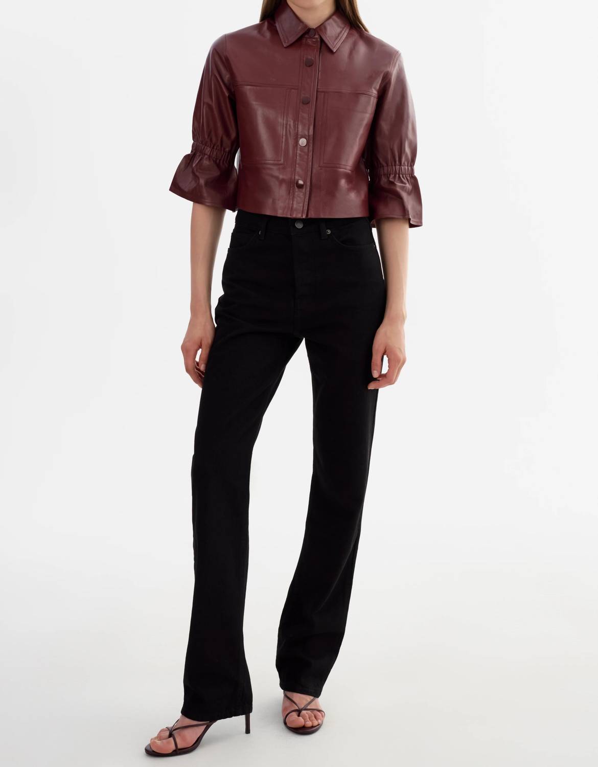 Lamarque - Carolina Leather Ruffle Sleeve Jacket