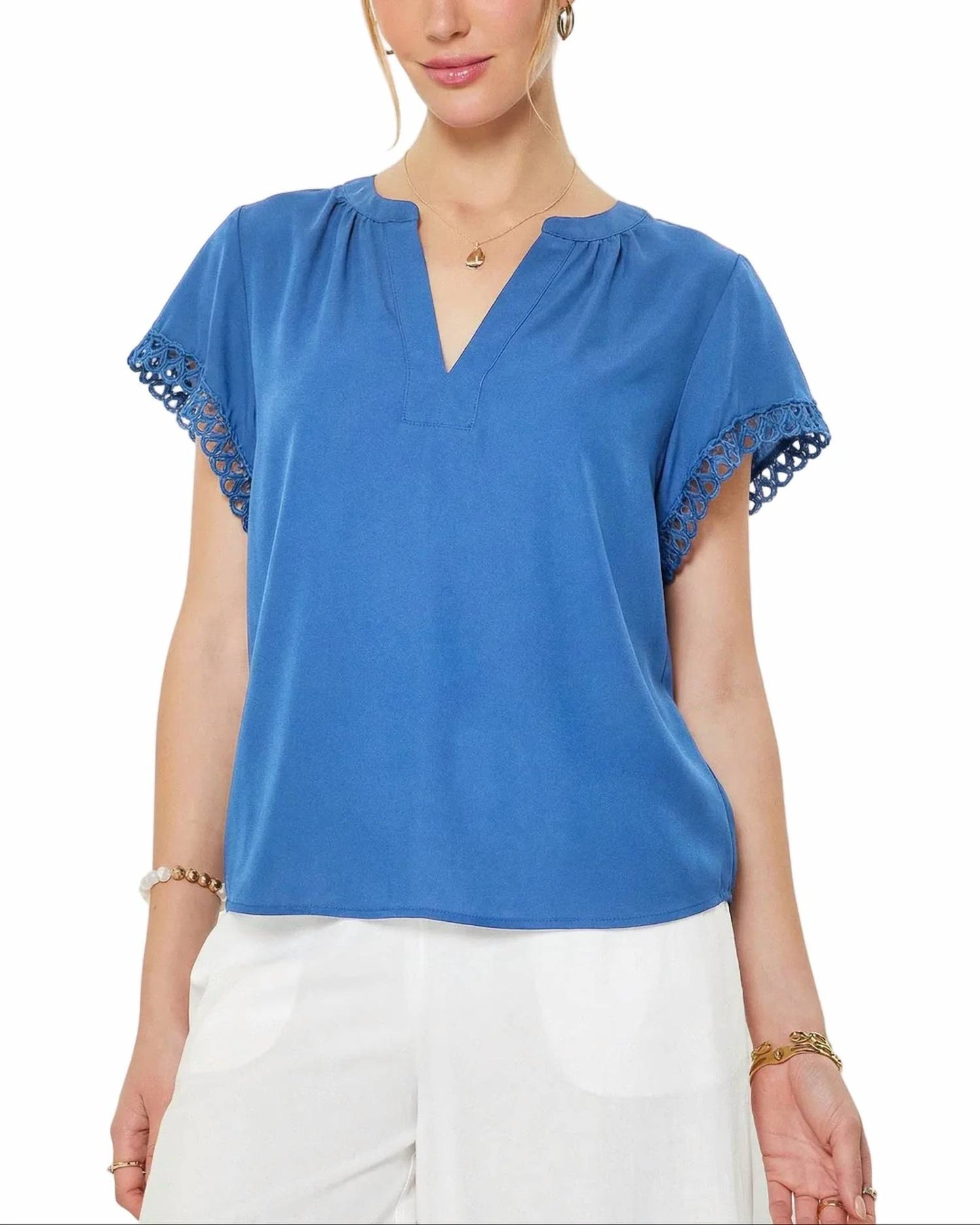 Current Air - Mandarin Collar Embroidered Blouse