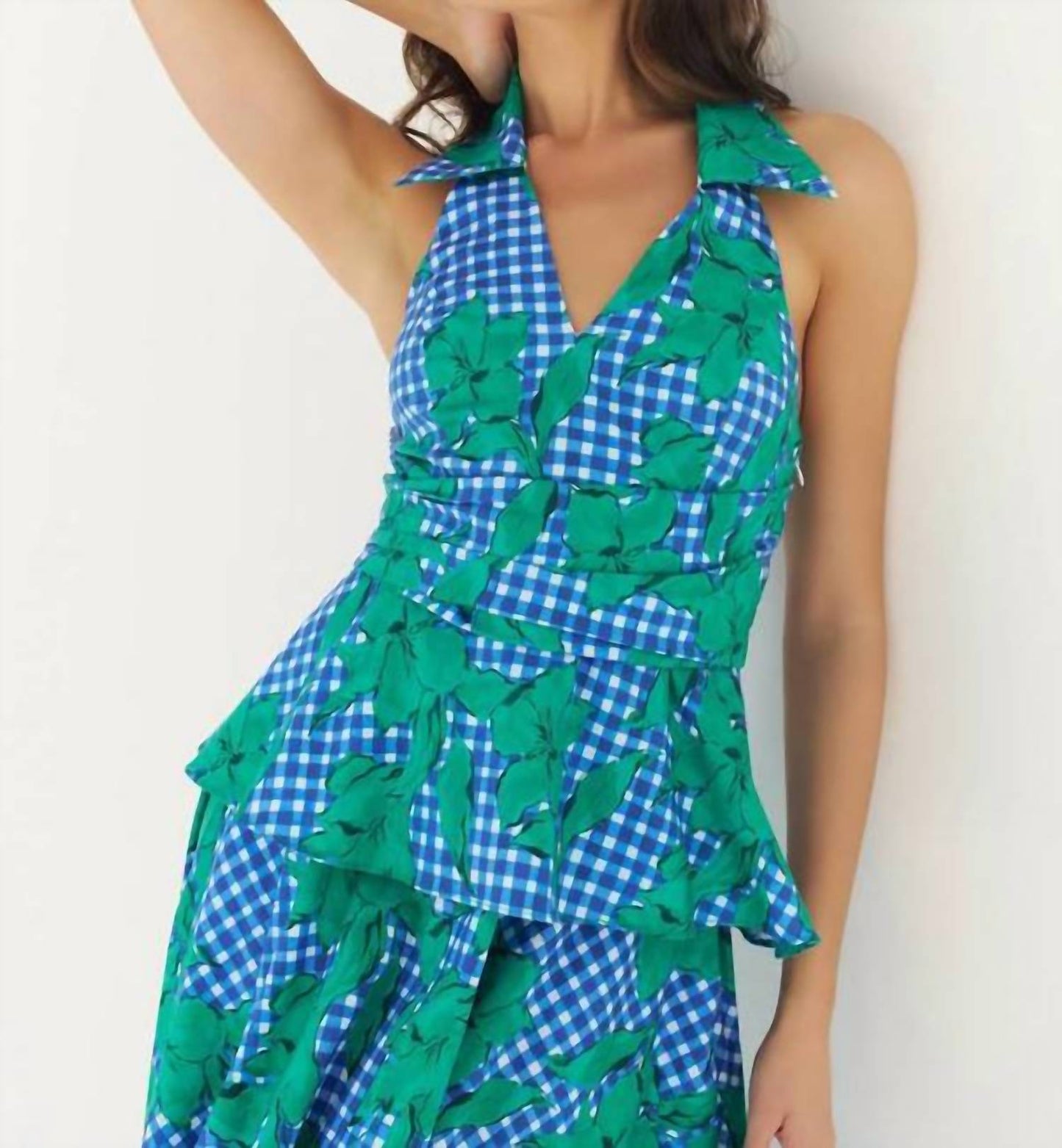 Hutch - Colbie Halter Neck Collared Peplum Top