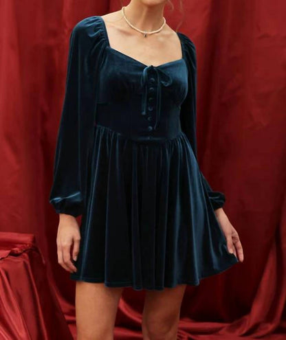 Blu Pepper - Velvet Button Down Front Tie Mini Dress