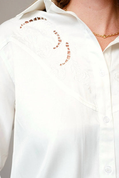 Blue B - Embroidered Western Yoke Button-up Blouse