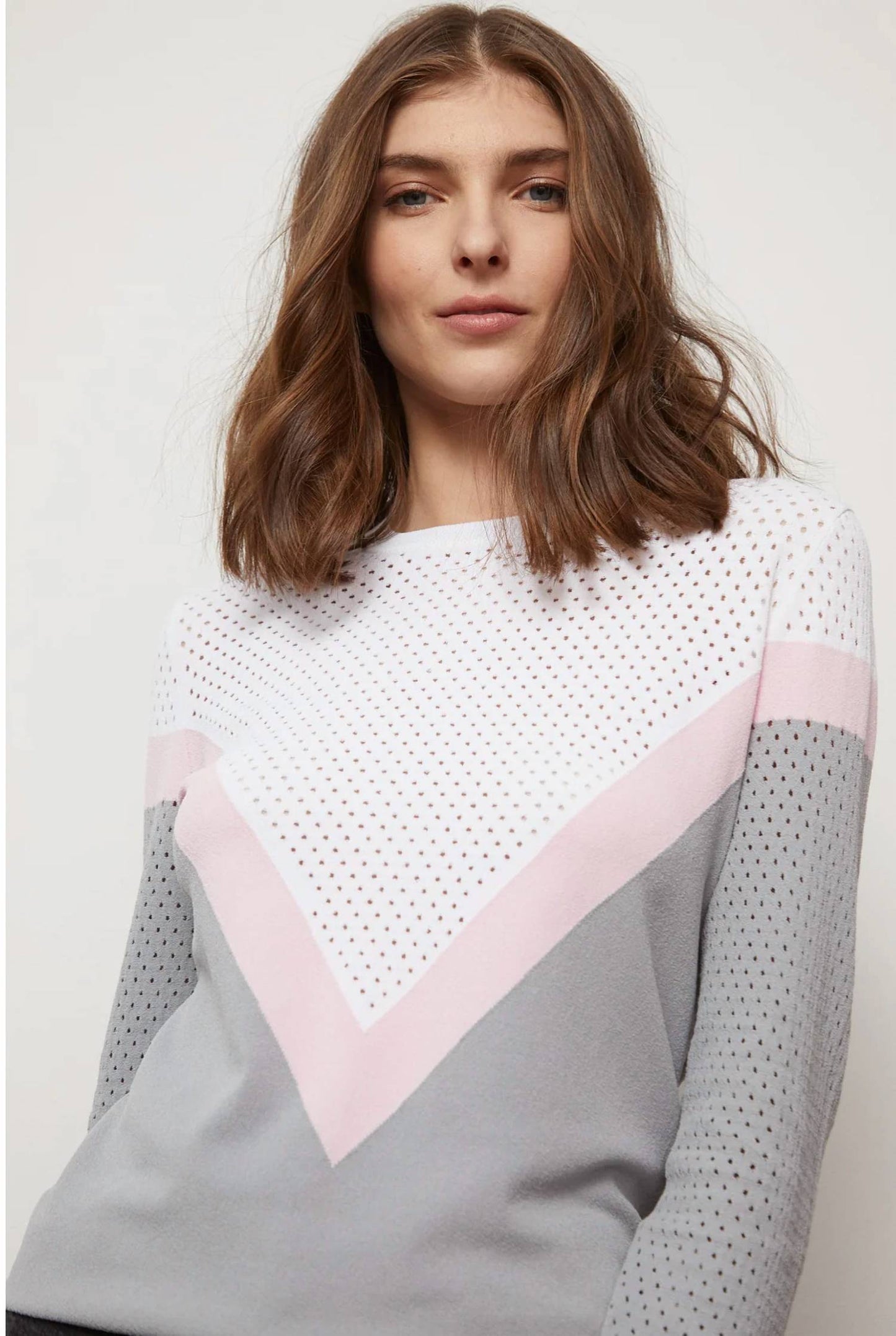 Autumn Cashmere - Mesh Color Block Yoke Sweater