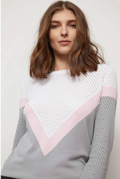 Autumn Cashmere - Mesh Color Block Yoke Sweater